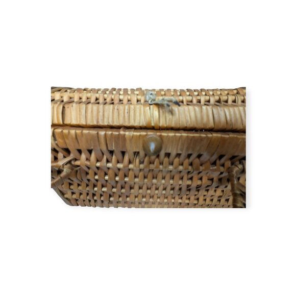 Vintage 70s Wicker & Wood Handbag - Picture 7 of 14